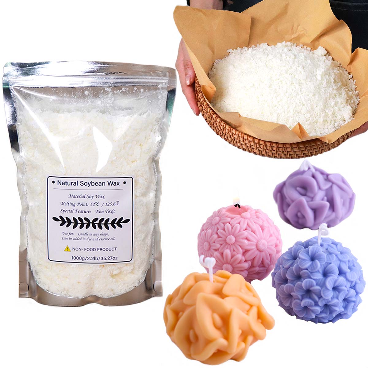 Soy Wax Flake - 100/250/500/1000g Doğal Soya Balmumu Pul DIY