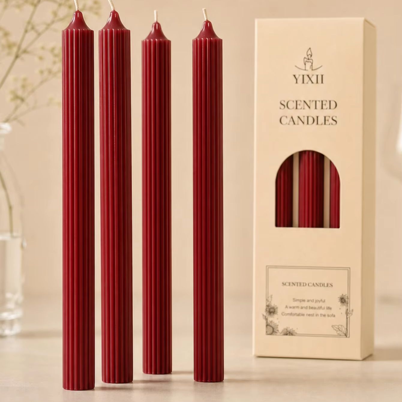 Home Fragrance No 4 - 4 adet 25cm Şarap Kırmızısı Aromaterapi